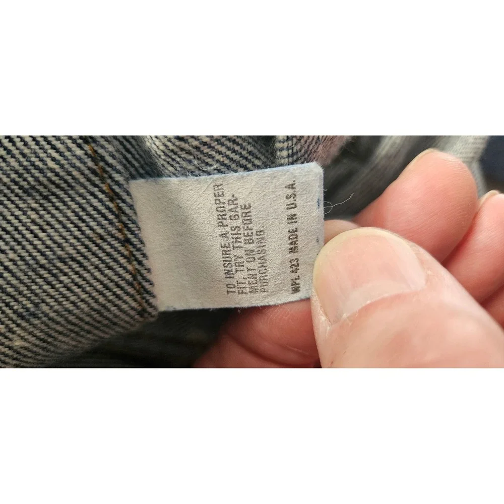 Levis 71506 0216 Denim Trucker Jacket Mens 46L Blue Made in USA Vintage Long